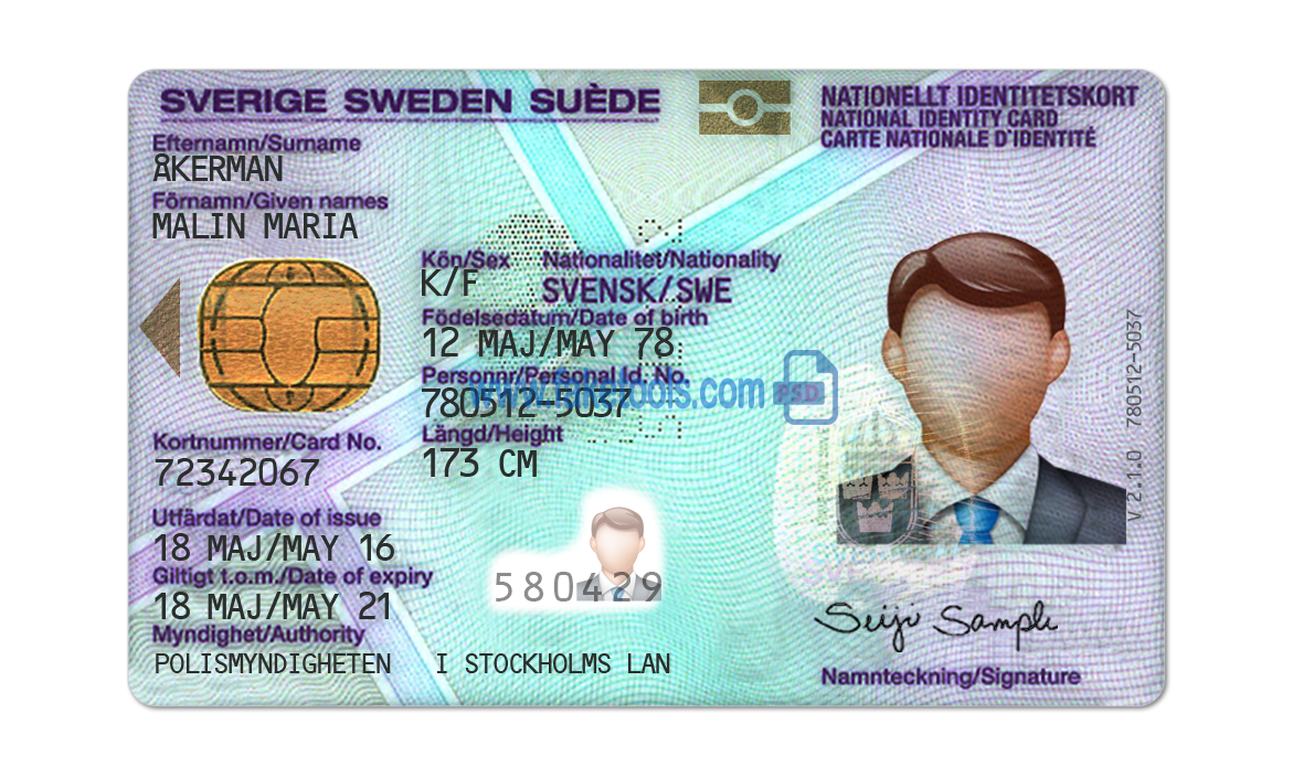 Sweden ID Card Psd Template
