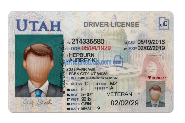 Utah driver license Psd Template