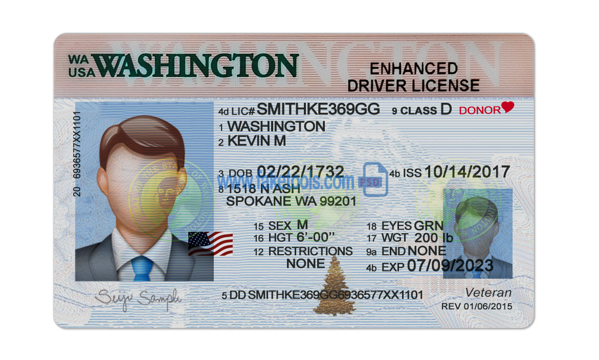 Washington driver license Psd Template