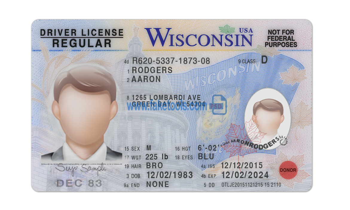 Wisconsin driver license Psd Template