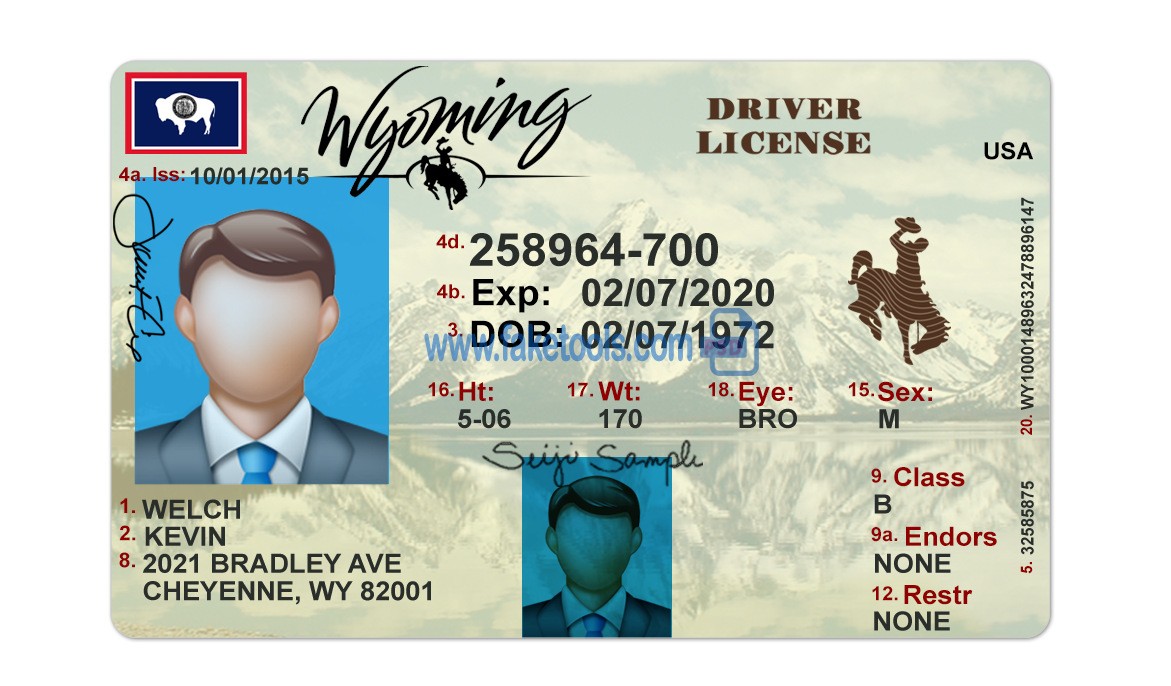 Wyoming driver license Psd Template