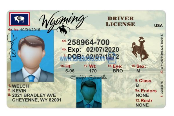 Wyoming driver license Psd Template
