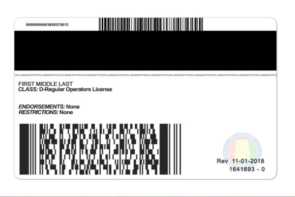 Alabama Driver License psd template
