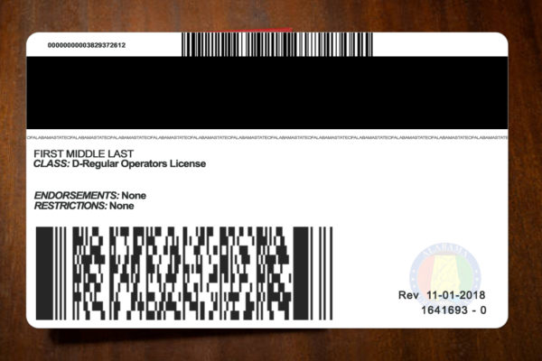 Alabama Driver License psd template