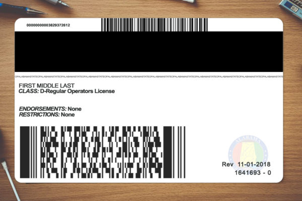 Alabama Driver License psd template