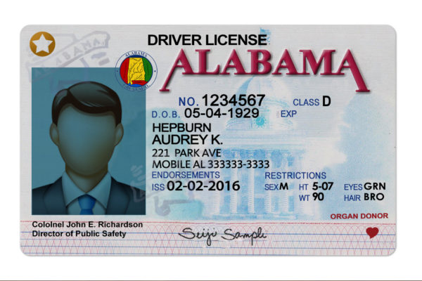 Alabama Driver License psd template