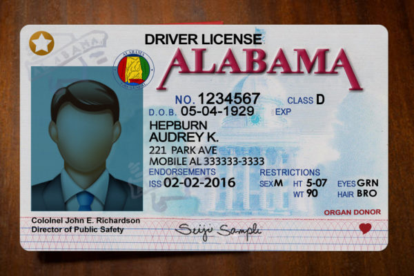 Alabama Driver License psd template