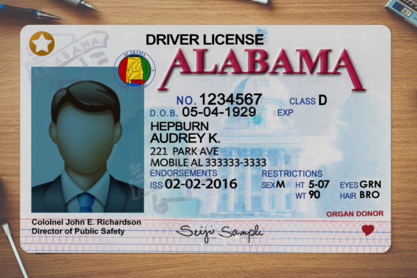 Alabama Driver License psd template