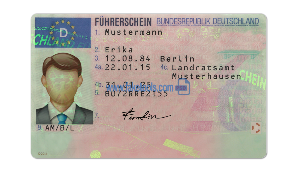 Germany driver license Psd Template