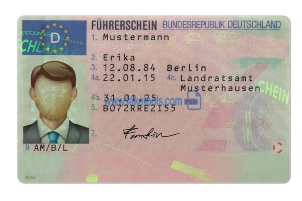 Germany driver license Psd Template