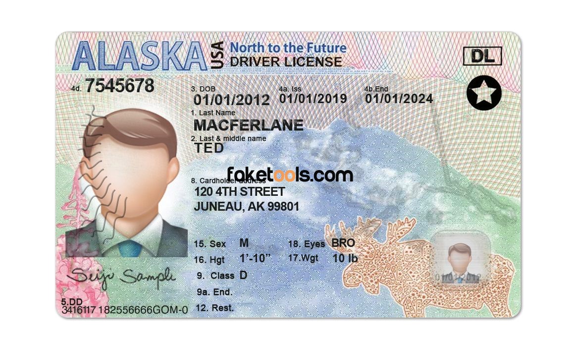Alaska driver license Template psd New