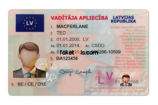 Latvia driver license Psd Template