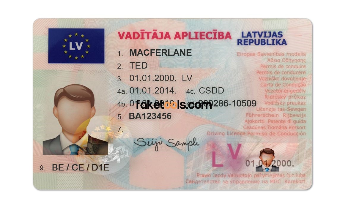 Latvia driver license Psd Template