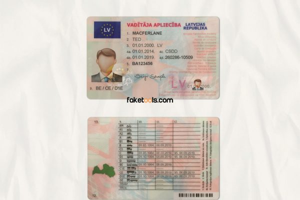 Latvia driver license Psd Template